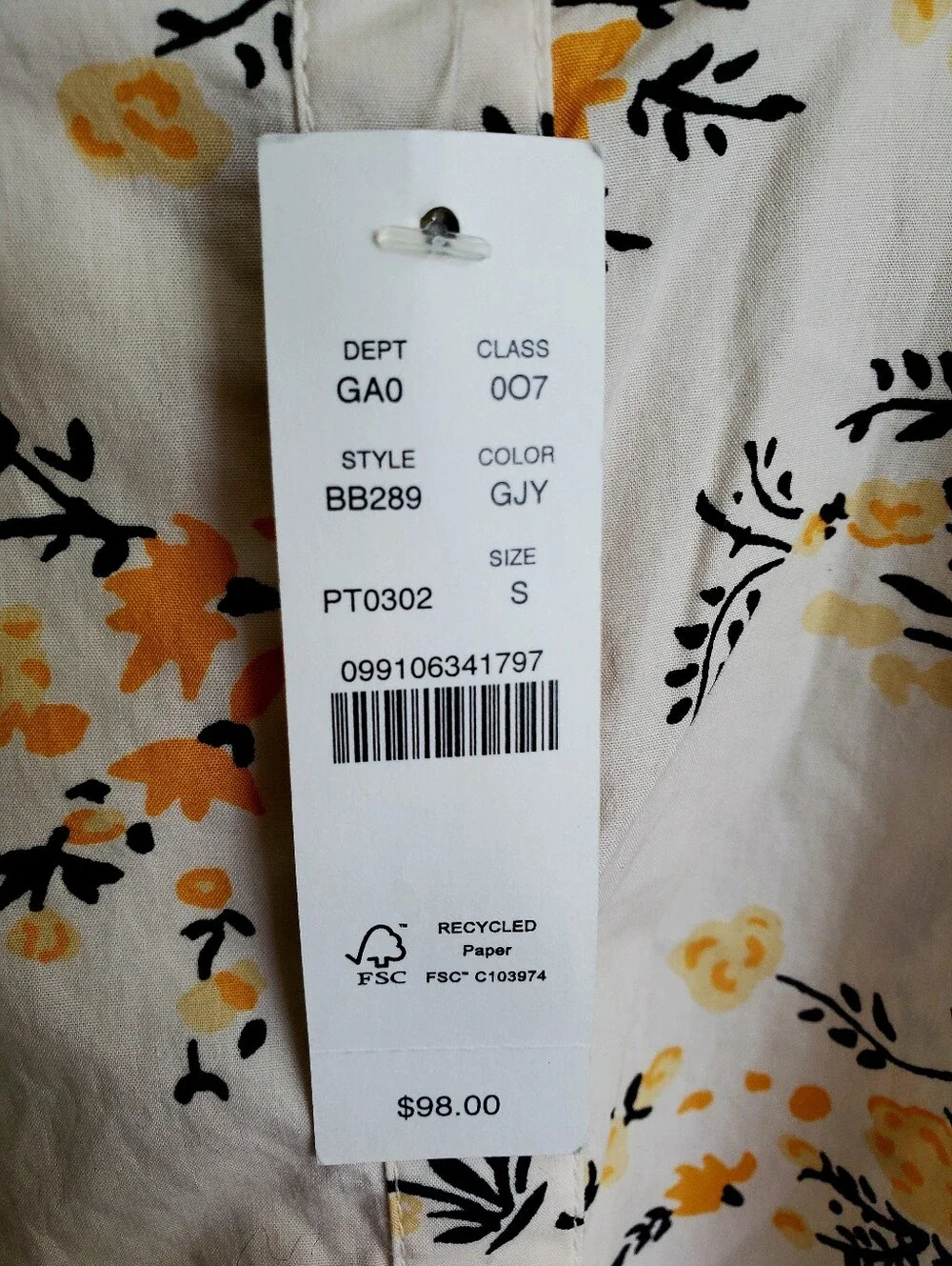 J Crew NWT Cotton Puff Sleeve Popover Floral Top Long Sleeve Size S